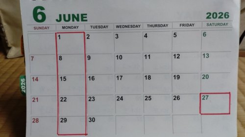 6月　定休日
