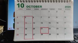10月　定休日です。